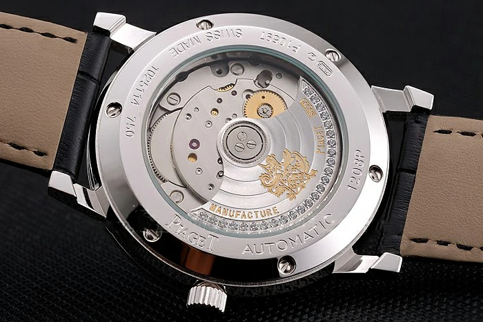 Piaget Altiplano Diamond Set Stainless Steel Case And Pearl Dial Black Leather Strap new123576