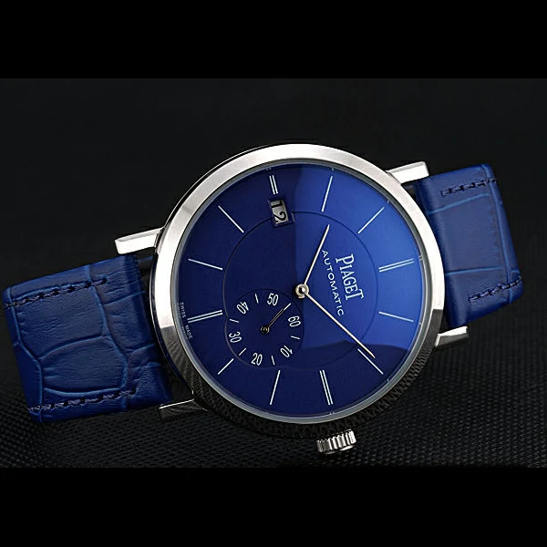Piaget Altiplano Silver Case Blue Dial Blue Leather Bracelet new60518