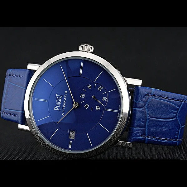 Piaget Altiplano Silver Case Blue Dial Blue Leather Bracelet new60518