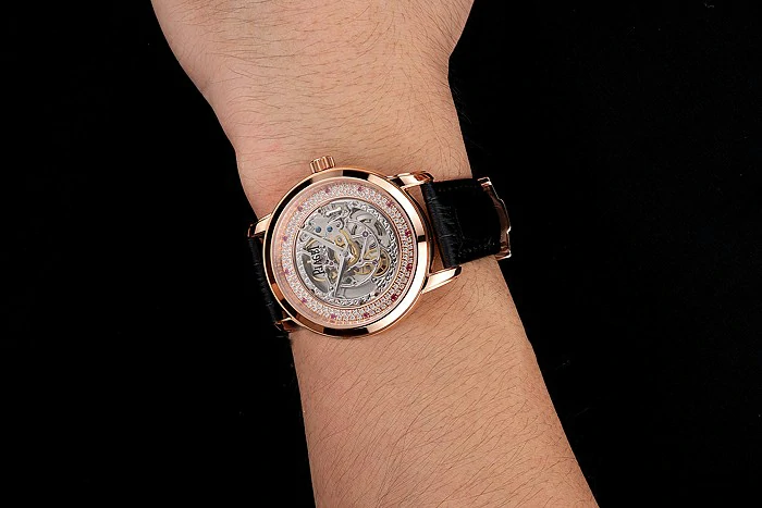 Piaget Altiplano Skeleton Dial With Diamonds Rose Gold Case Black Leather Strap new122779