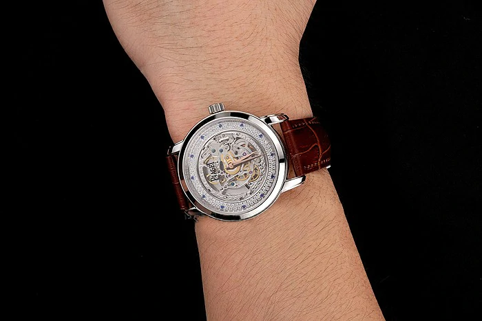 Piaget Altiplano Skeleton Dial With Diamonds Stainless Steel Case Brown Leather Strap new122778