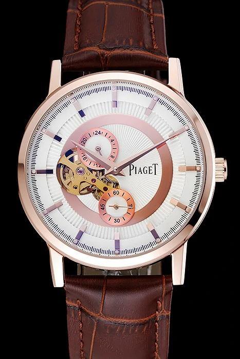 Piaget Altiplano White Dial Gold Case Brown Leather Bracelet new124896