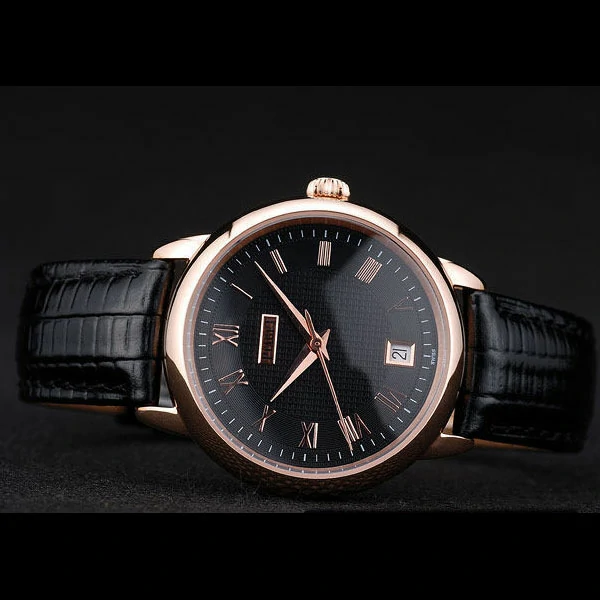 Piaget Traditional Black Checkered Dial Black Leather Strap new58995