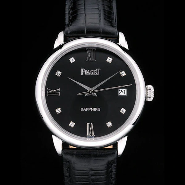 Piaget Traditional Black Dial Black Leather Strap new58991