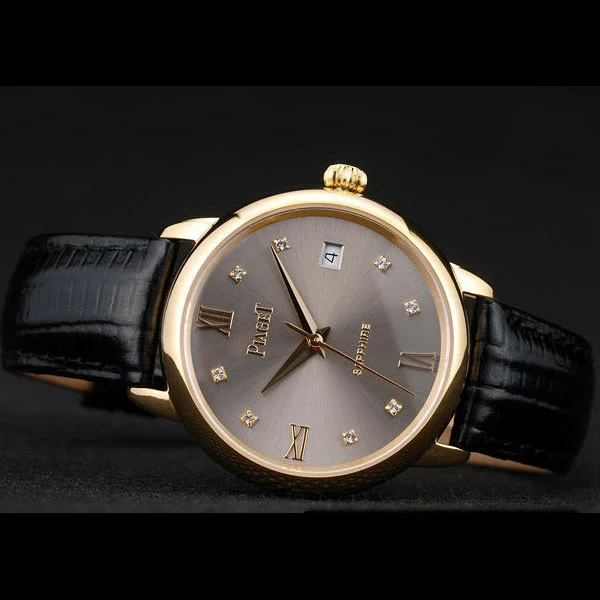Piaget Traditional Grey Dial Black Leather Strap new58987