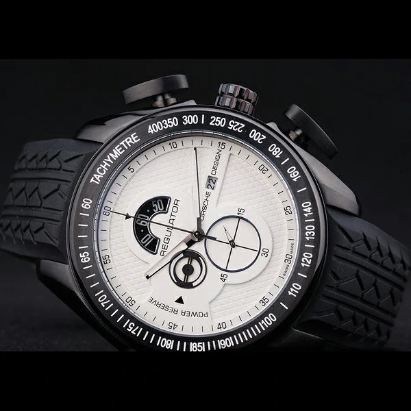 Porsche Regulator Power Reserve Black Case White Dial new58117