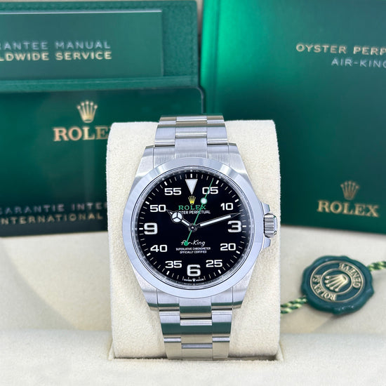 Pre-owned Rolex Replica Watch, Air-king, Black Arabic dial, 40mm, Oystersteel, Smooth, Oyster, 116900-0001