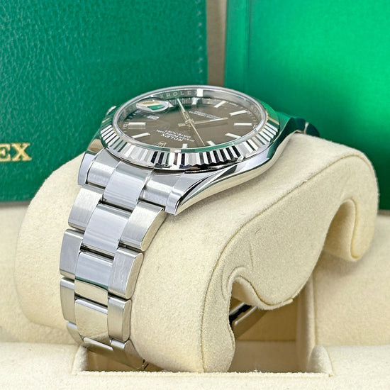 Pre-owned Rolex Replica Watch Datejust 41 Oystersteel and 18k White Gold 41mm Bright Black Dial Oyster, 126334-0017