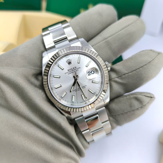 Pre-owned Rolex Replica Watch Datejust 41, Stainless Steel and 18k White Gold, 41mm, 126334-0003