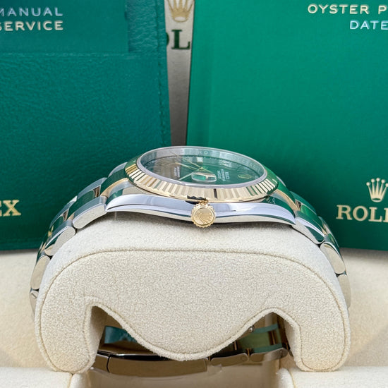 Pre-owned Rolex Replica Watch Datejust, 41mm, Wimbledon, 18k Yellow Gold and Stainless Steel, Oyster, Fluted, 126333-0019