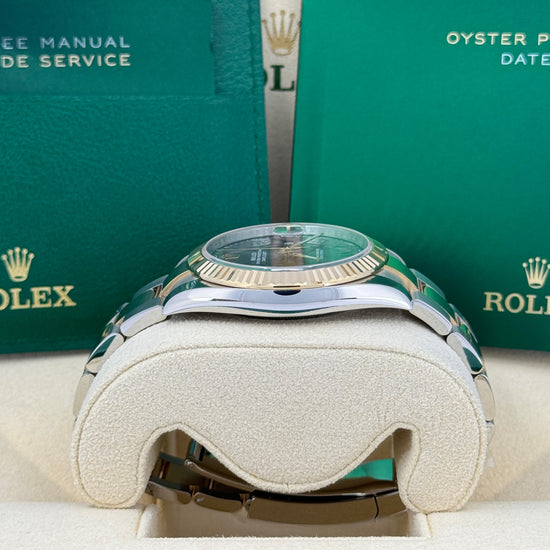 Pre-owned Rolex Replica Watch Datejust, 41mm, Wimbledon, 18k Yellow Gold and Stainless Steel, Oyster, Fluted, 126333-0019