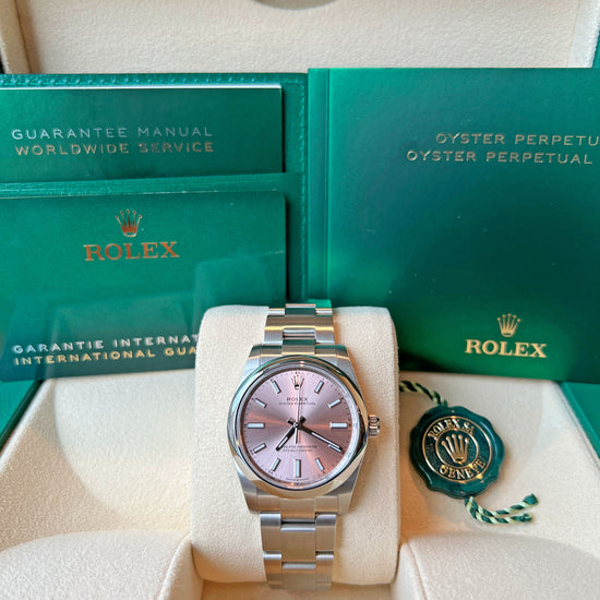 Pre-owned Rolex Replica Watch, Oyster Perpetual Ladies, Pink Dial, 34mm, Oystersteel, 124200-0004