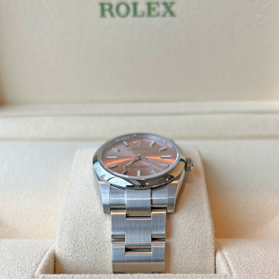 Pre-owned Rolex Replica Watch, Oyster Perpetual Ladies, Pink Dial, 34mm, Oystersteel, 124200-0004