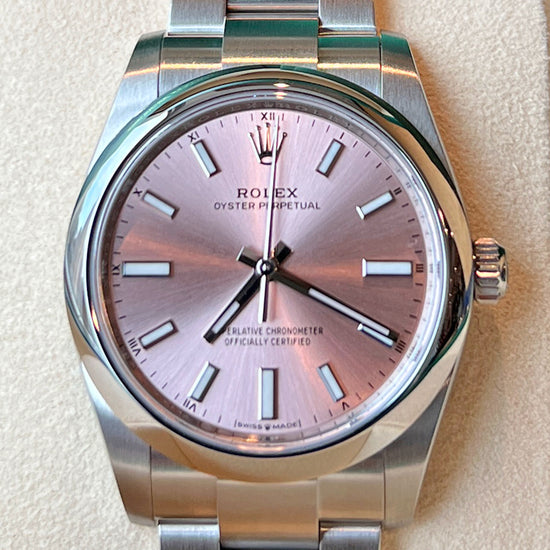 Pre-owned Rolex Replica Watch, Oyster Perpetual Ladies, Pink Dial, 34mm, Oystersteel, 124200-0004