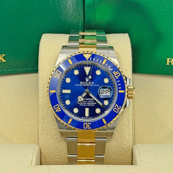 Pre-owned Rolex Replica Watch Submariner Date Bluesy, 126613LB, Two-Tone, Mint, Complete