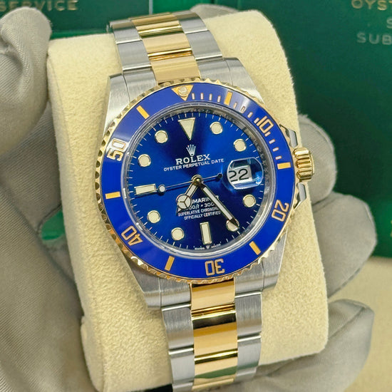 Pre-owned Rolex Replica Watch Submariner Date Bluesy, 126613LB, Two-Tone, Mint, Complete