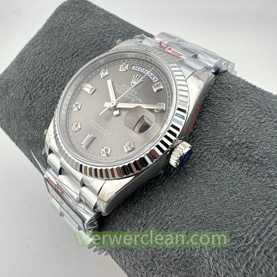 QF Factory Rolex Day-Date 36 118239 A Grey Diamond Dial 138g Heavy Weighted Edition 36mm Automatic Watch