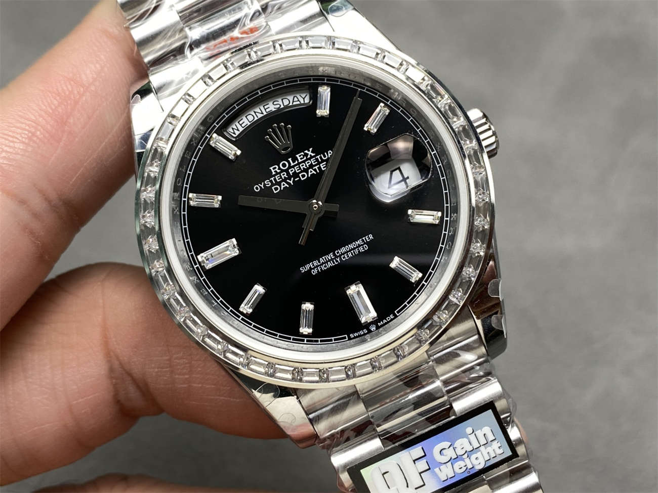 QF Factory Rolex Day-Date 40mm Replica – Full-Weight Diamond Bezel, 3255 Clone
