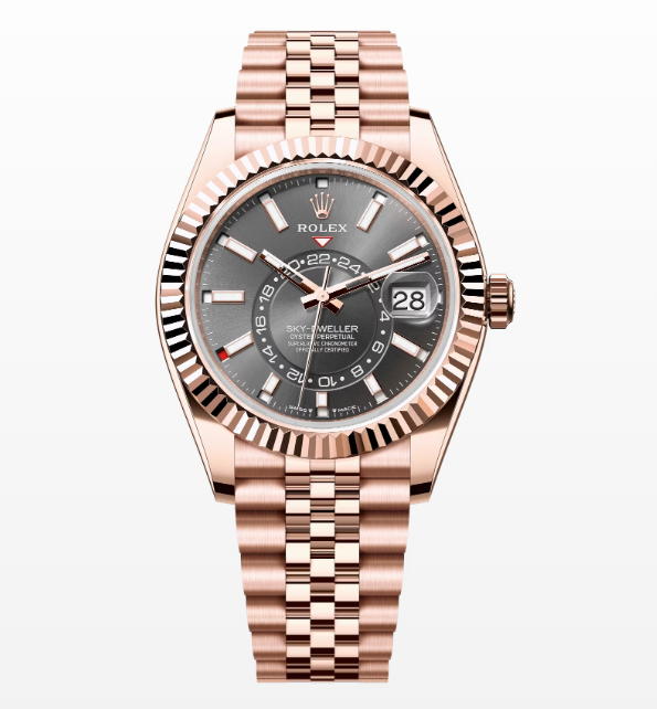 Replica 2024 Rolex Sky-Dweller Everose Gold with Slate Dial Jubilee 42MM Watch