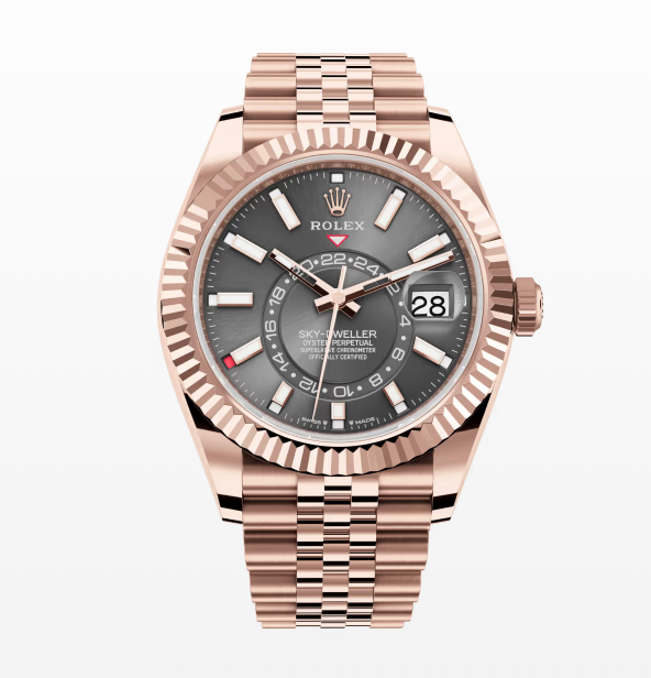 Replica 2024 Rolex Sky-Dweller Everose Gold with Slate Dial Jubilee 42MM Watch