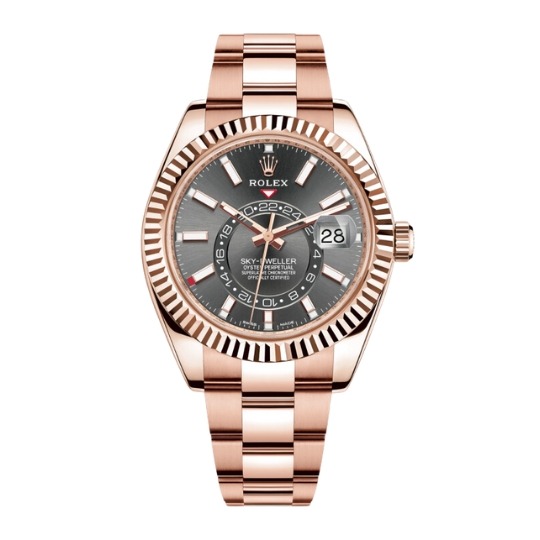 Replica 2024 Rolex Sky-Dweller Rhodium Dial Rose Gold Watch