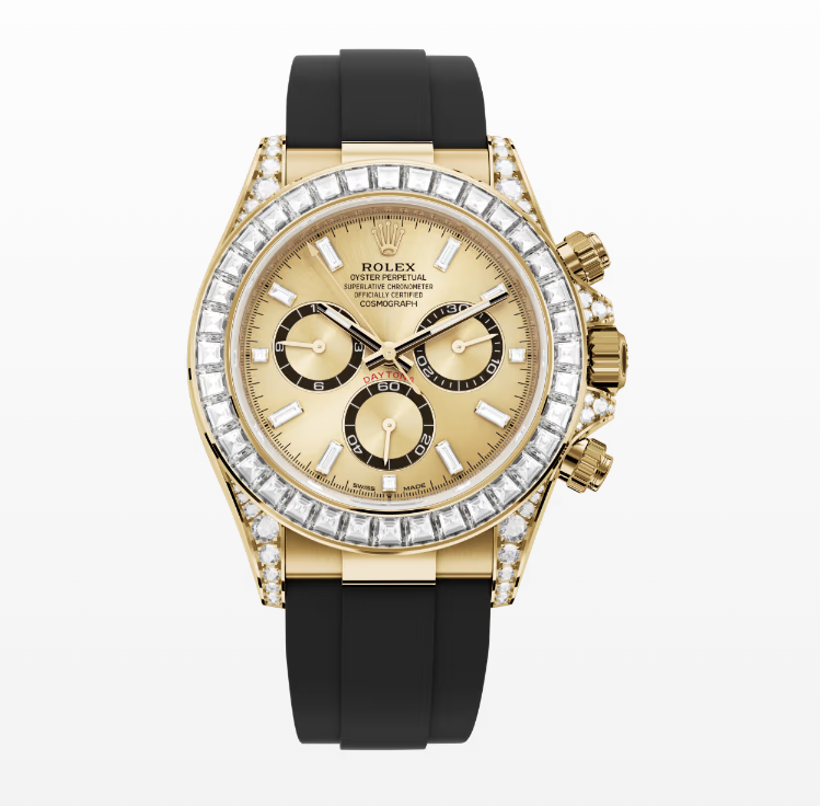 Replica Rolex Cosmograph Daytona Golden Dial Diamond Bezel 40MM Watch