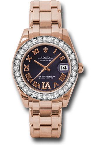 Replica Rolex Datejust Pearlmaster 34mm Watch: 81285 pudr6p Rose Gold