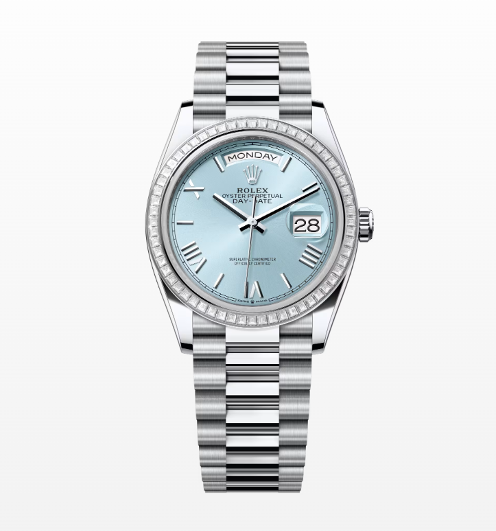 Replica Rolex Day-Date Ice-blue Dial Diamond Bezel 36MM Watch