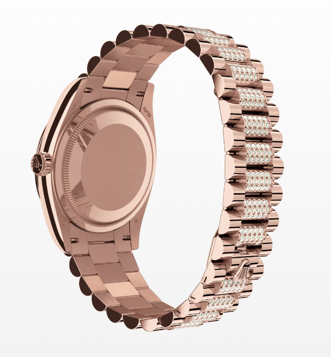 Replica Rolex Day-Date White Dial Fluted Bezel 36MM Rose Gold Watch
