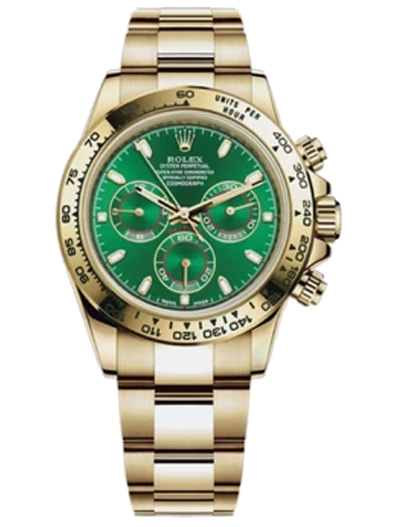 Replica Rolex Daytona 116508 Yellow Gold Green Dial Chronograph
