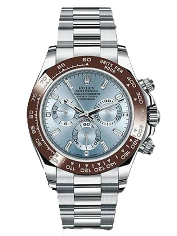 Replica Rolex Daytona Platinum 40mm Ice Blue Diamond Baguette Dial 116506 id