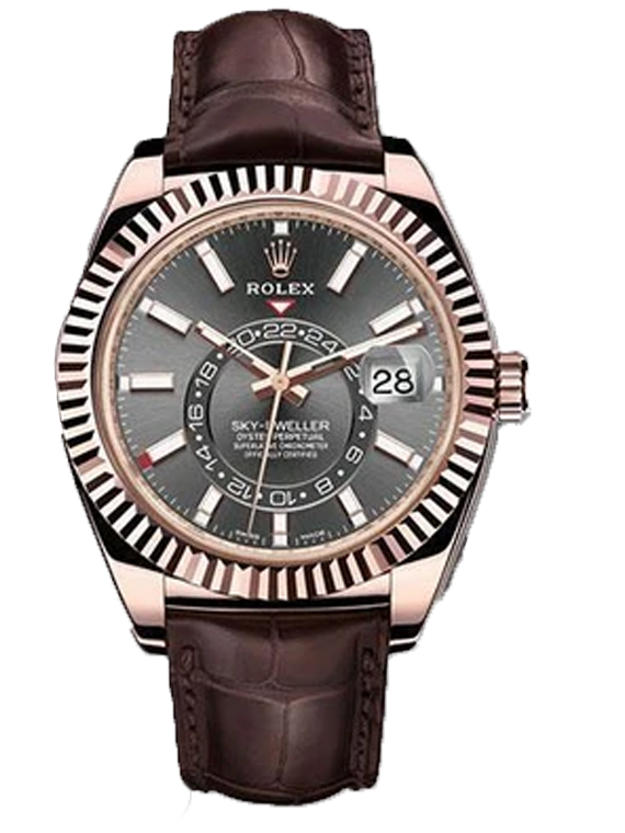 Replica Rolex Sky-Dweller Rose Gold Rhodium Dial Men's Watch 326135 dkr