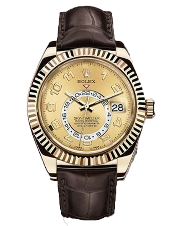 Replica Rolex Sky-Dweller Yellow Gold Mne's Watch 326138 ch