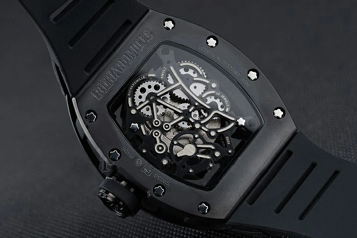 Richard Mille RM 055 Bubba Watson Black Case Black Rubber Bracelet new125402