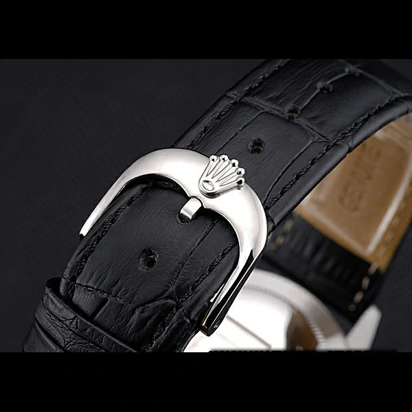 Rolex Cellini Black Dial Stainless Steel Case Black Leather Bracelet new60650