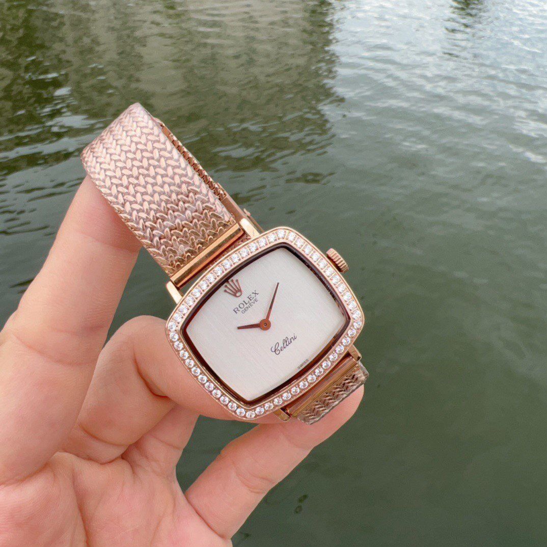 Rolex Cellini Diamond Bezel Rose Gold Quartz 33mm Watch New241104