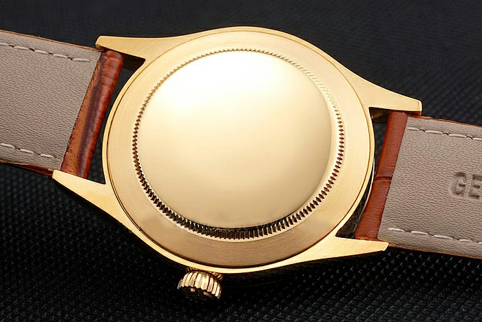 Rolex Cellini Gold Dial Blue Markings Gold Case Light Brown Leather Strap new121587