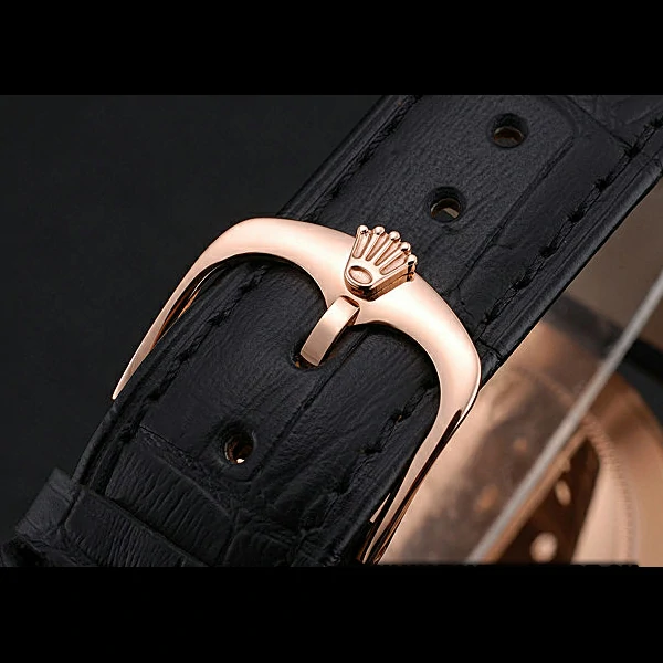 Rolex Cellini Time Gold Case Black Dial Black Leather Bracelet new60540
