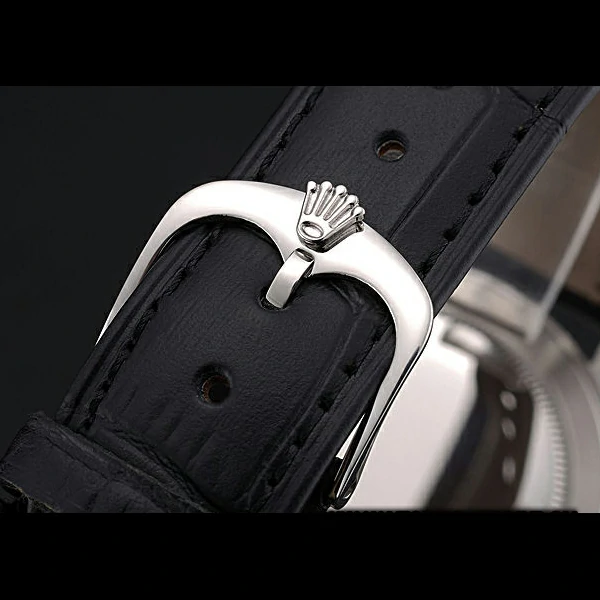 Rolex Cellini Time Silver Case White Dial Black Leather Bracelet new60537