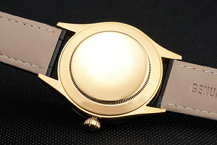 Rolex Cellini White Dial Gold Case Black Leather Strap new121589