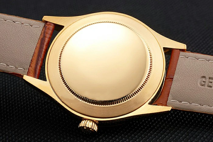 Rolex Cellini White Dial Roman Numerals Gold Case Light Brown Leather Strap new121616