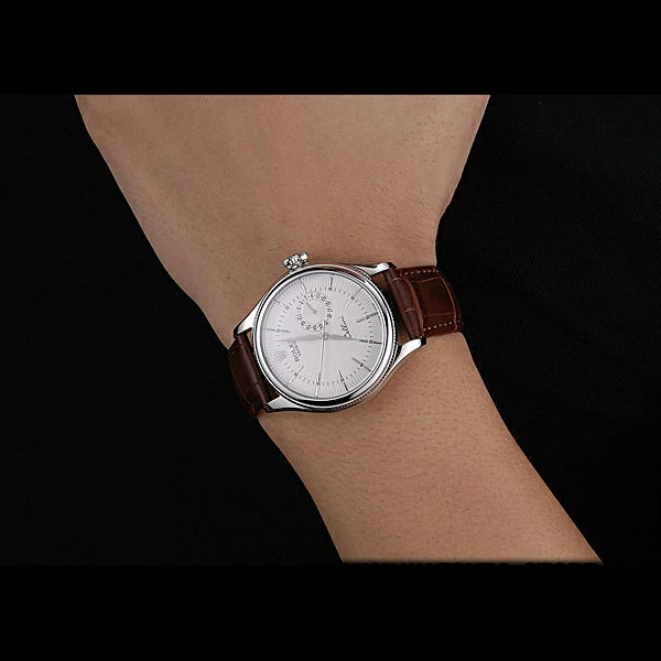 Rolex Cellini White Dial Stainless Steel Case Brown Leather Bracelet new60649