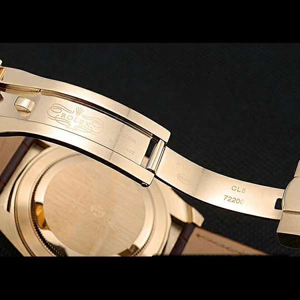 Rolex Cosmograph Daytona Gold Case Black Subdials Brown Leather Bracelet new60522