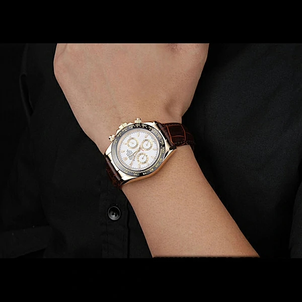 Rolex Cosmograph Daytona Gold Case White Dial Brown Leather Bracelet new60521