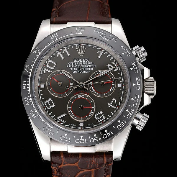 Rolex Cosmograph Daytona Stainless Steel Case Grey Racing Dial Leather Bracelet new60520