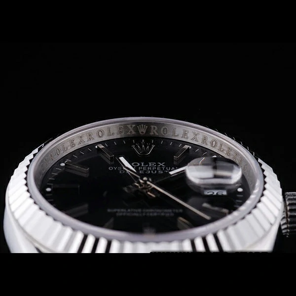 Rolex Datejust Black Dial Diamonds Ribbed Bezel new58637