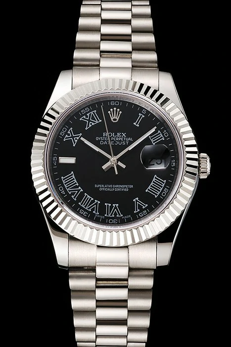 Rolex Datejust Black Dial Roman Numerals Stainless Steel Case And Bracelet new122502