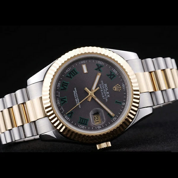 Rolex Datejust Brown Dial Gold Ribbed Bezel new58660