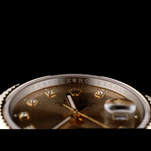 Rolex DateJust Gold Stainless Steel Ribbed Bezel Goldish Dial new58924