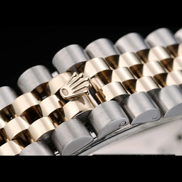 Rolex DateJust Gold Stainless Steel Ribbed Bezel Goldish Dial new58924